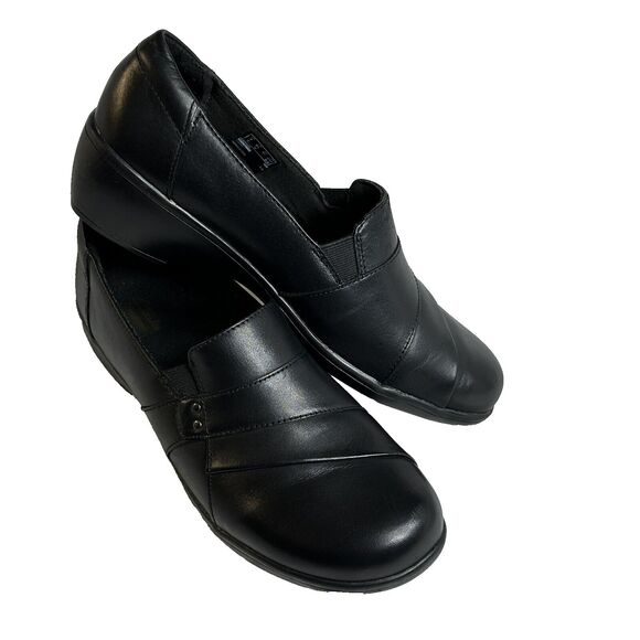 Clarks Collection Shoes Women's 9.5W Black May Marigold Slip On Wedge Clogs - Picture 1 of 14